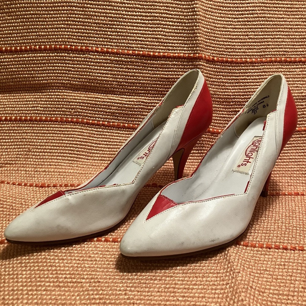 Vintage‎ Highlights Heels Retro Costume Size 8.5 Red & White